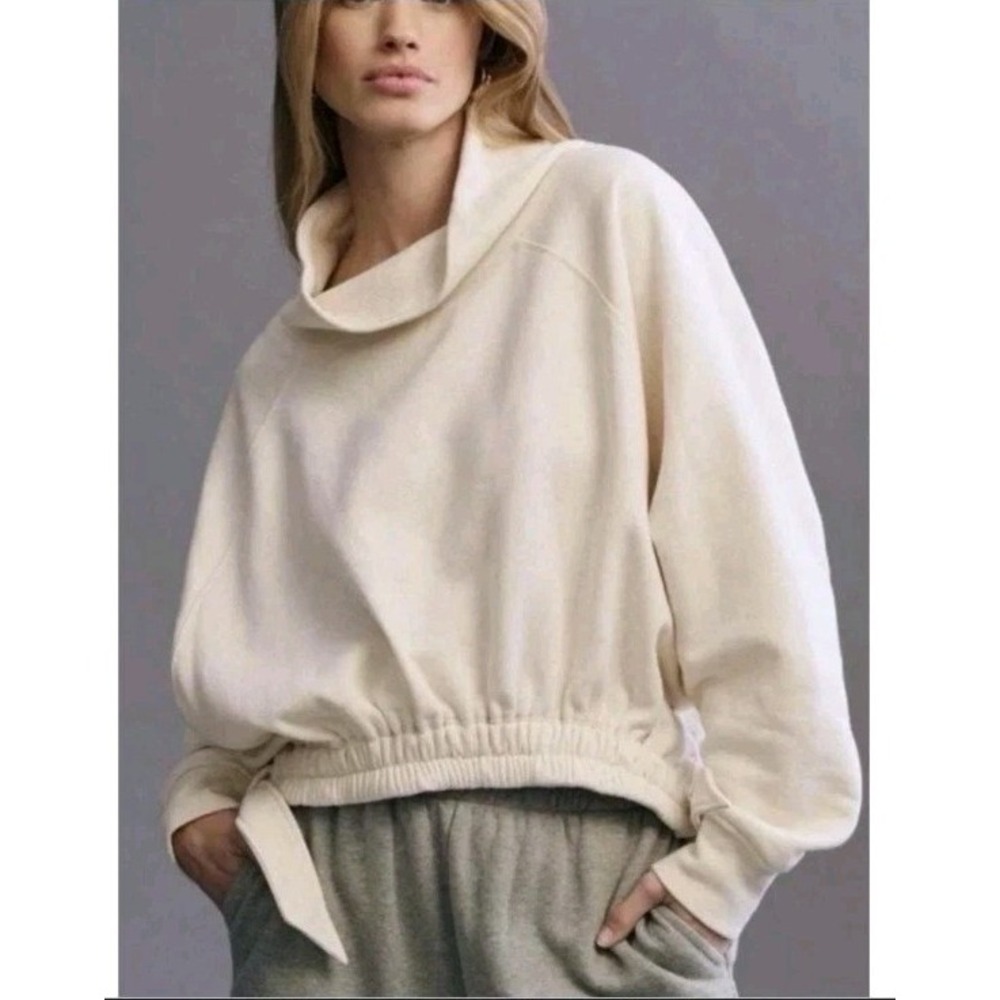 Daily Practice Anthropologie Funnel Neck Sweatshirt Size Medium Side Ties